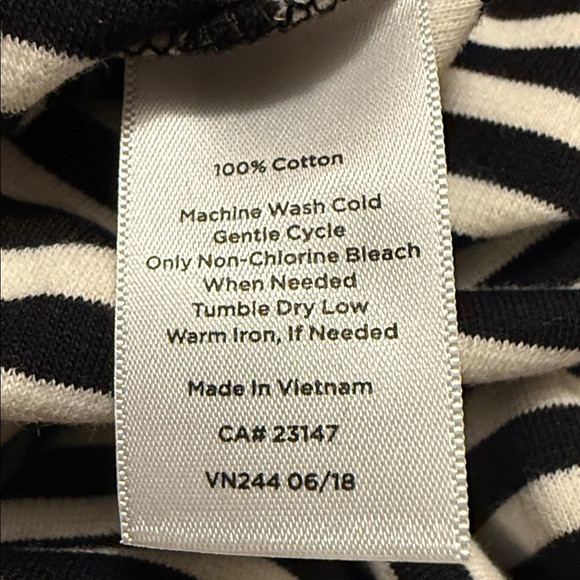 Talbots black & off white striped thick cotton pullover blouse - Picture 7 of 7